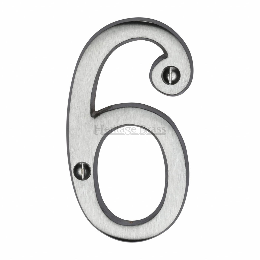 M Marcus Heritage Brass Numeral 6 - Face Fix 76mm Traditional font